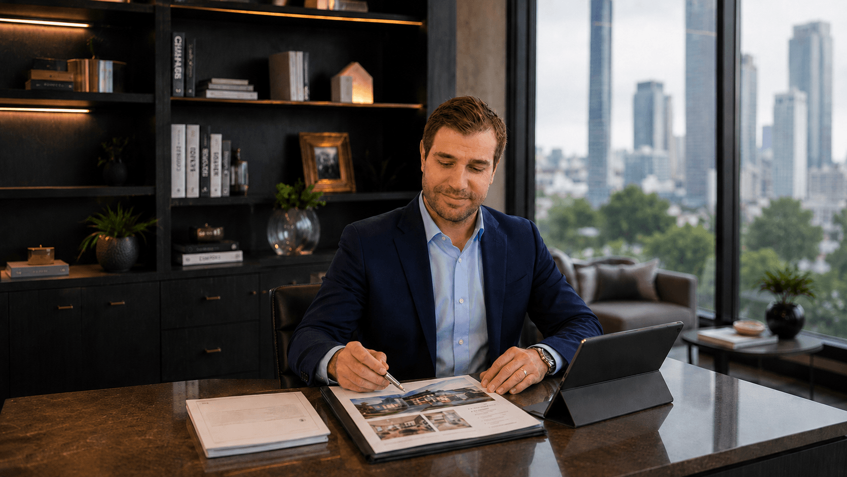 Matt Caiola preparing a market analysis