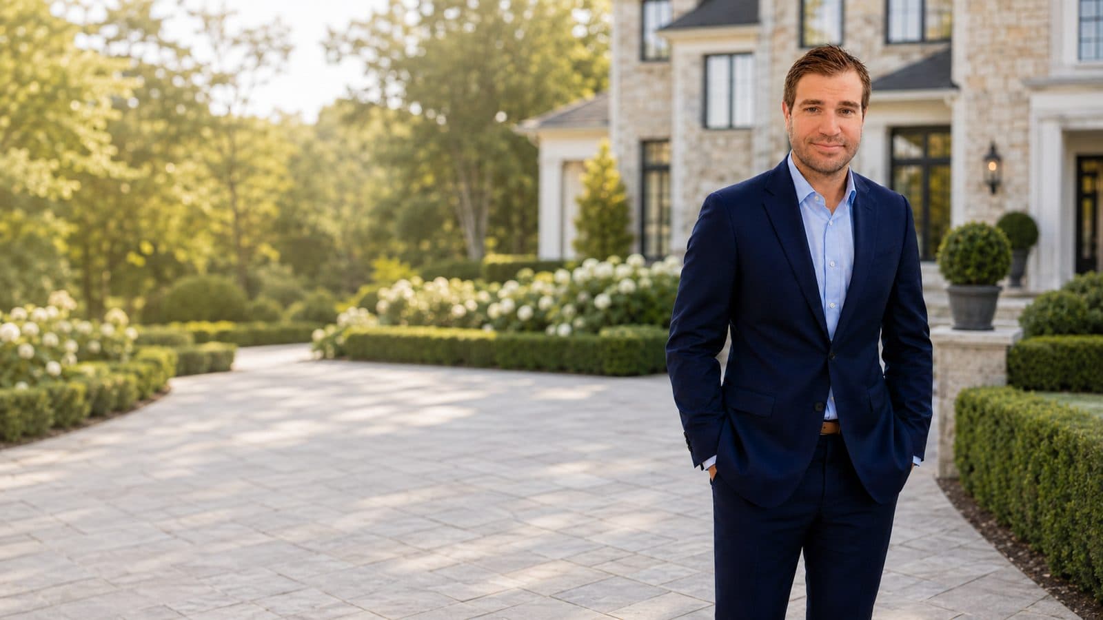 Matt Caiola outside a Fairfield County estate