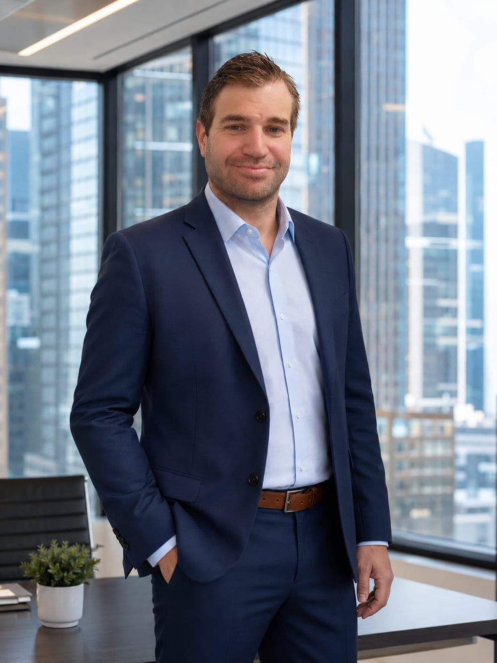 Matt Caiola, commercial real estate advisor, in a Fairfield County office